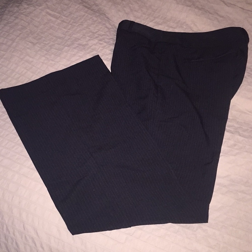 Women's wide bottom dress pants with pin stripes